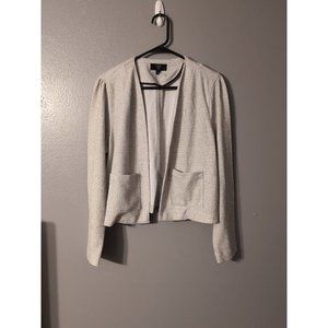 J. Crew Open Front Cropped Blazer Black White Square Pockets Women's Size L